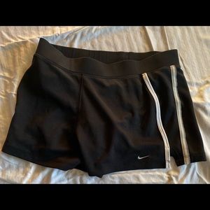 NIKE black white striped booty shorts